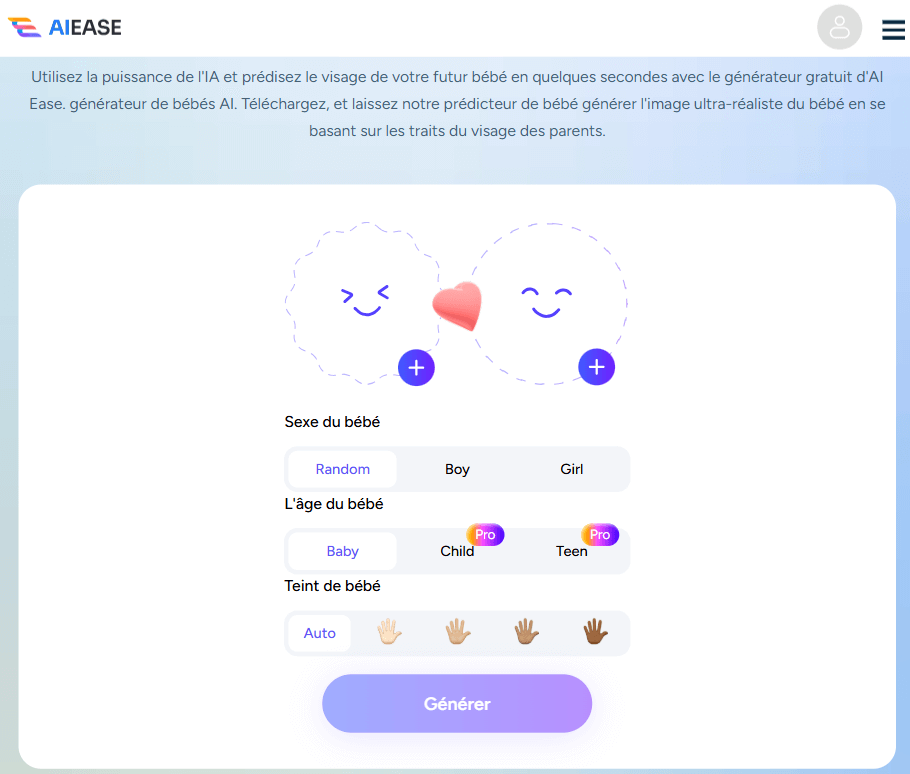 AI Ease : simulateur et générateur de bébé IA AI Ease : simulateur et générateur de bébé IA