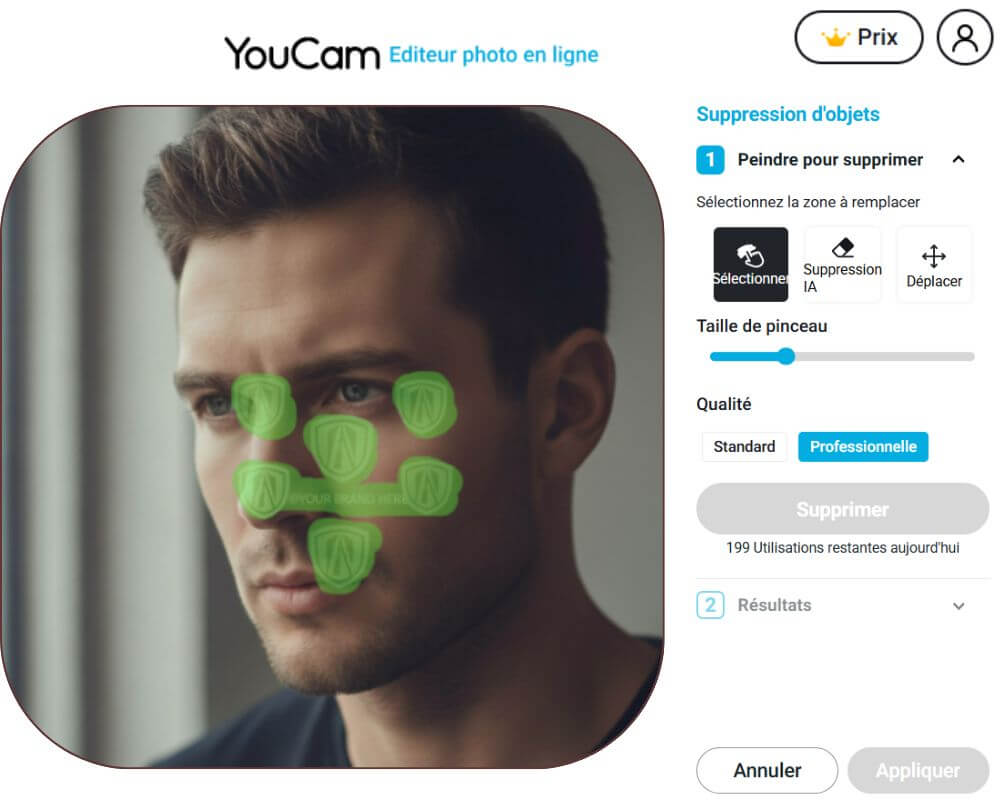 Supprimer texte sur photo en ligne