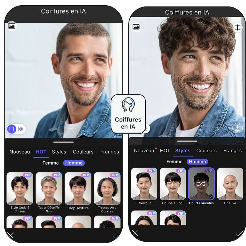 YouCam Perfect : application coupe de cheveux homme et barbe