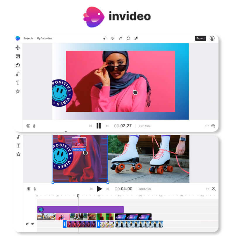 KI-Video-Editor: inVideo Screenshot der InVideo Plattform mit Video-Vorlagen.