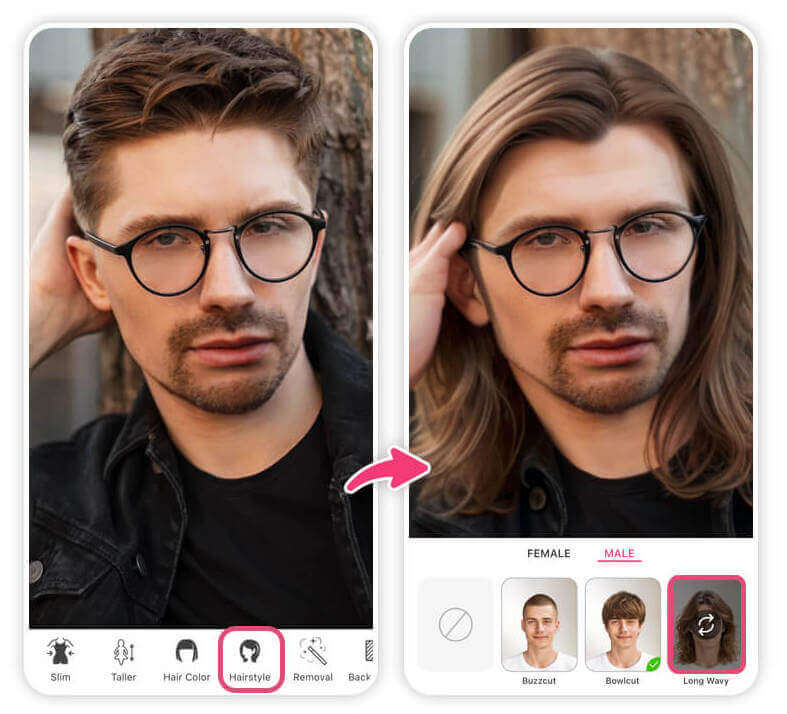 Comment essayer des coupes de cheveux homme dans YouCam Makeup
