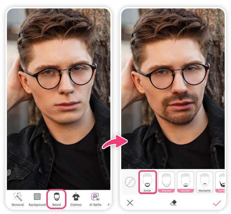 Comment essayer des styles de barbe dans YouCam Makeup