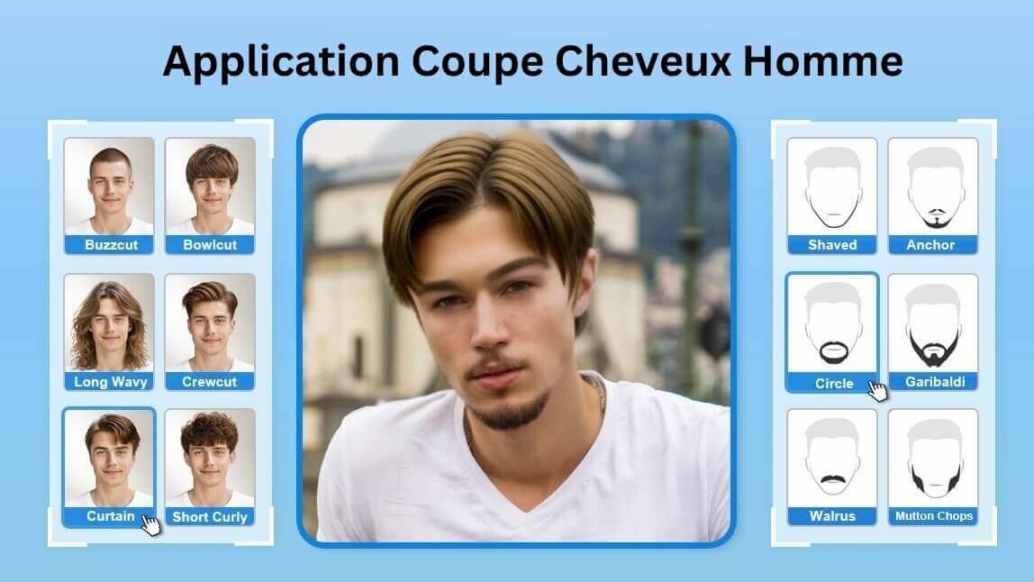 Application simulateur coupe de cheveux homme et filtre barbe