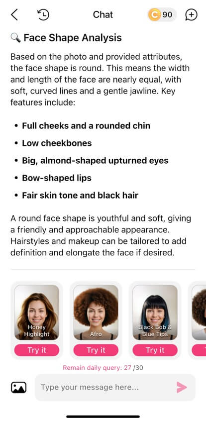 See makeup and hairstyle suggestions based on your analyzed face shape