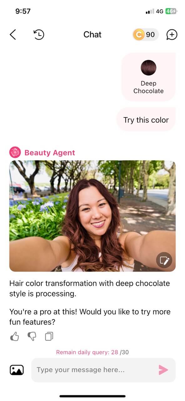 Try on hair colors with YouCam Makeup