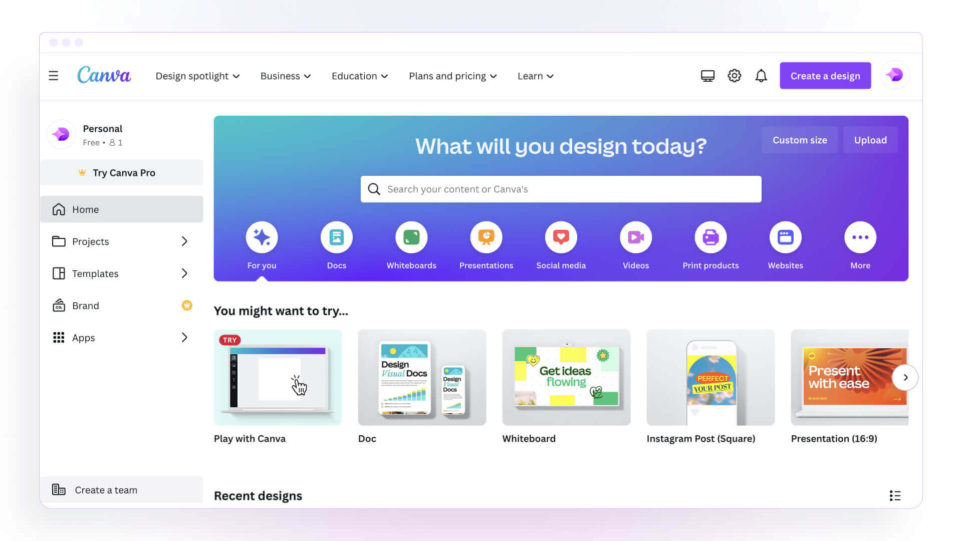 Interface do Canva
