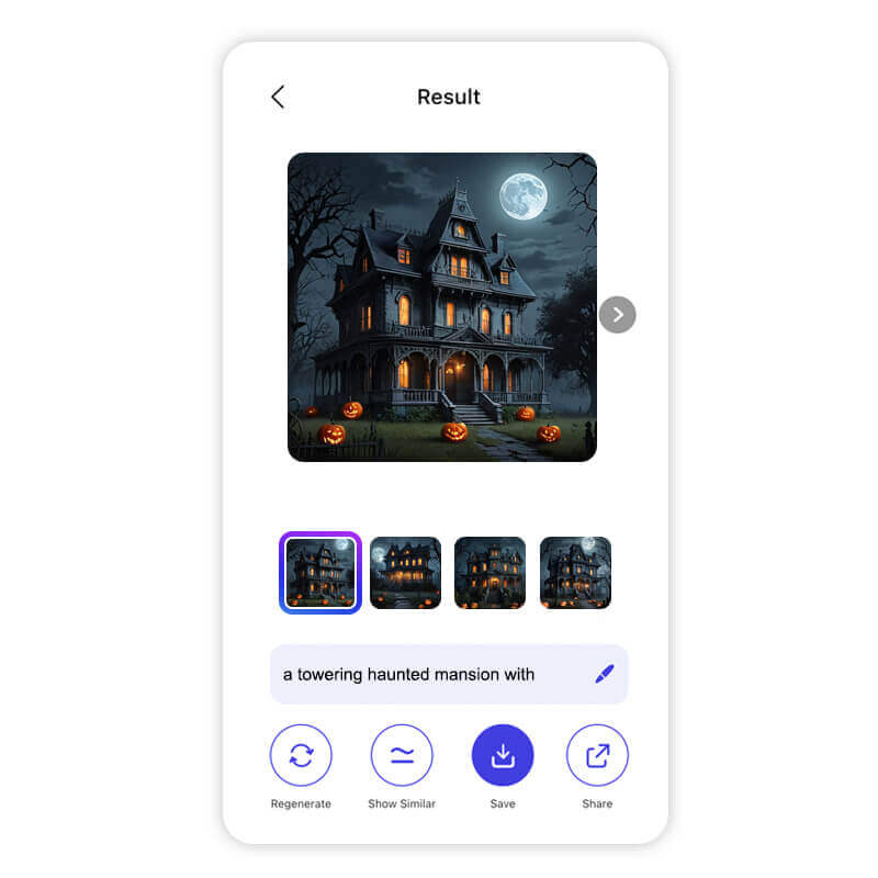 Save and share your custom ai haunted house with friends and family.