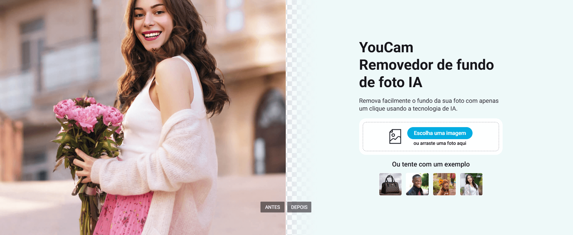 Interface do Removedor de Fundo do editor online YouCam Online Editor