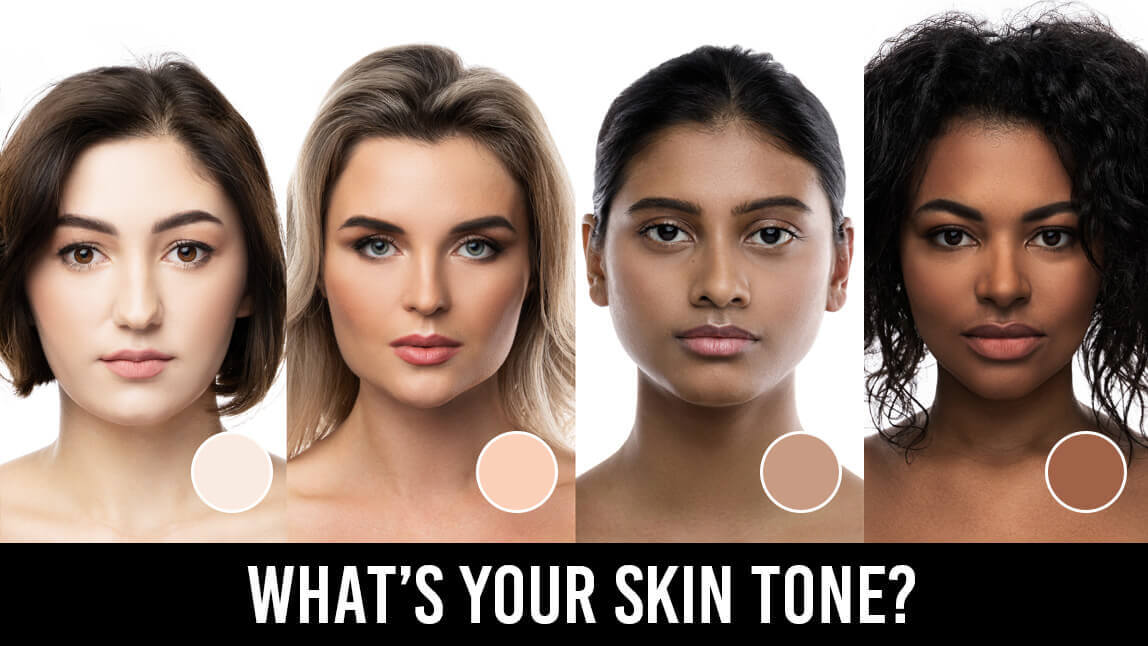 The 4 different common skin tones