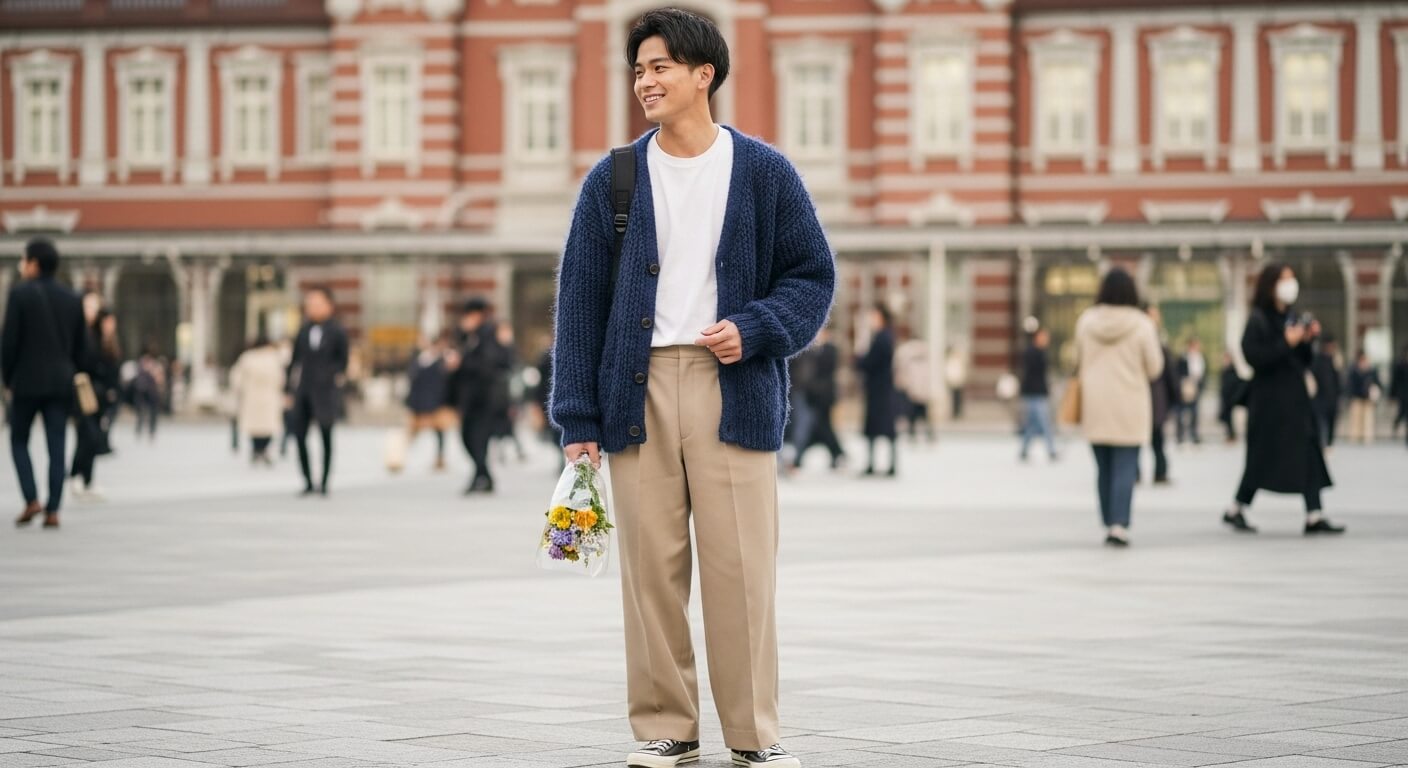 デートで待ち合わせをしている男性 デートで待ち合わせをしている男性