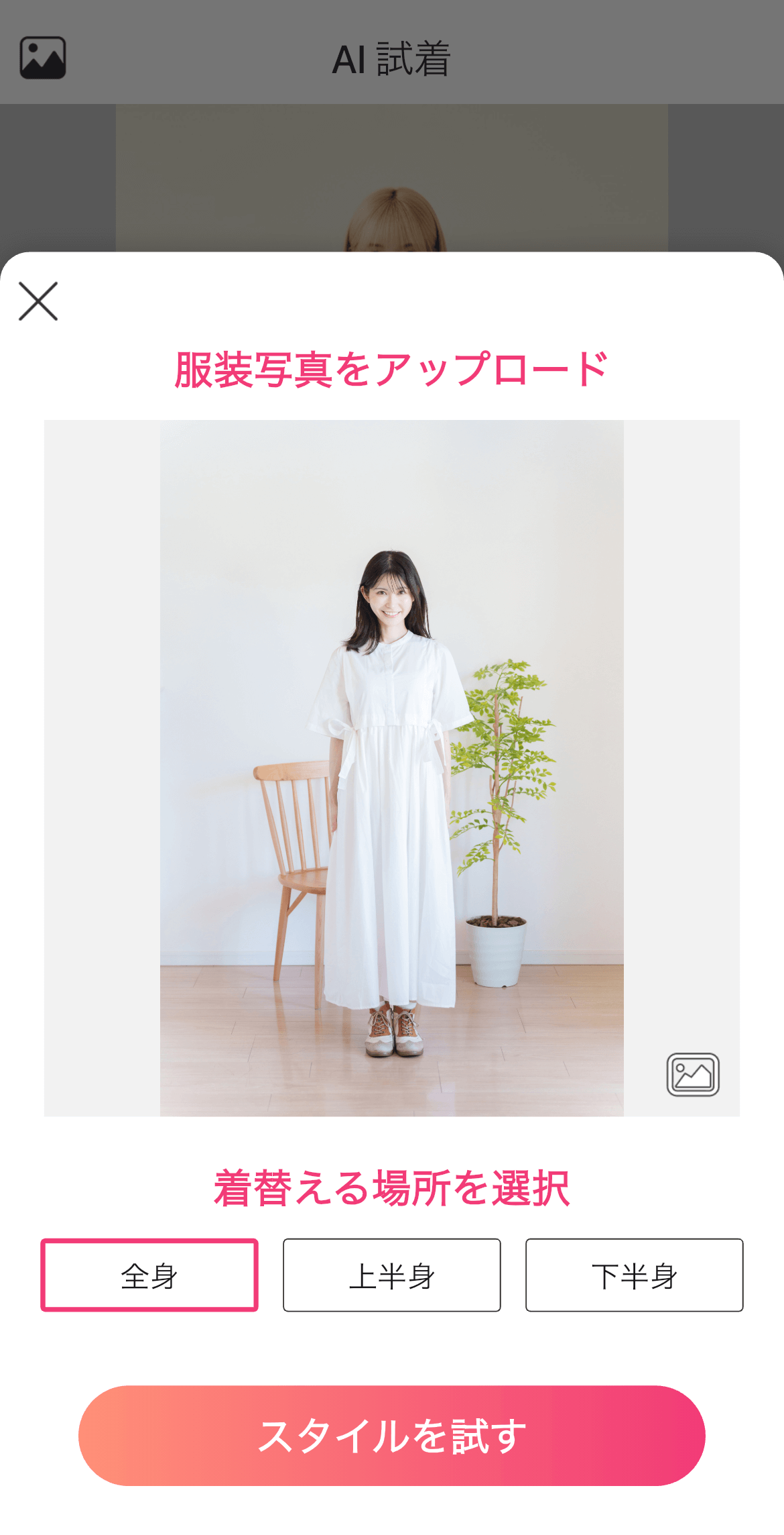 気になるスカートをアップロードして試着 気になるスカートをアップロードして試着