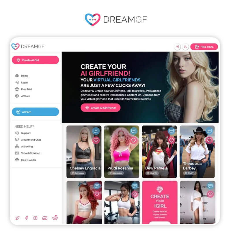 DreamGF.ai: Crie sua Namorada IA realista Plataforma DreamGF.ai para criar uma namorada ia realista e personalizada.