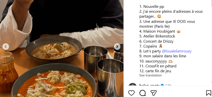 Exemple photo dump numéroté