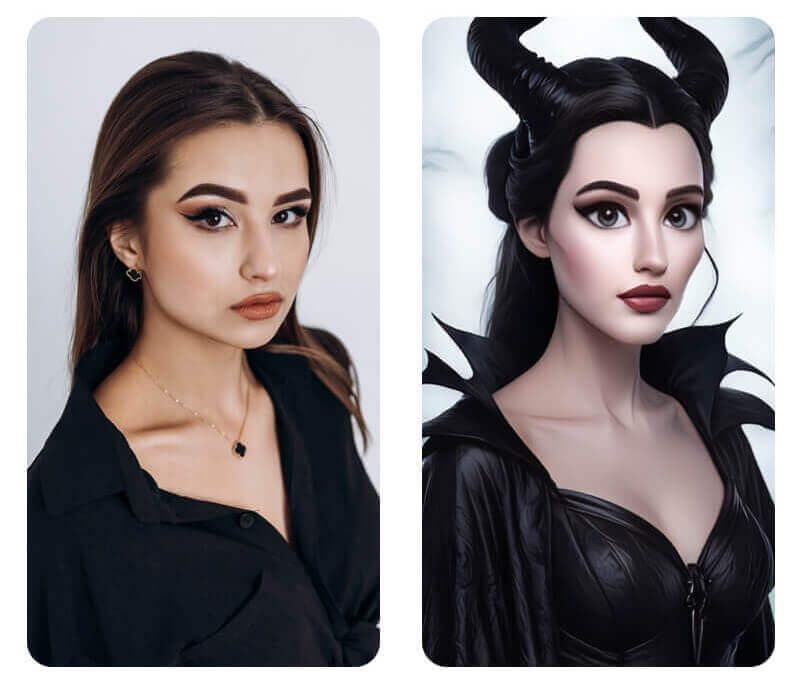 Verwandle dich mit YouCam AI Pro in einen Disney-Bösewicht. Verwandle dich mit YouCam AI Pro in einen Disney-Bösewicht.