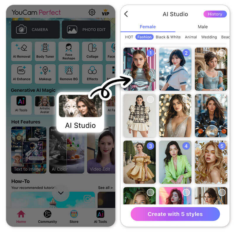 Choose female option in AI Studio to find out what you'd look like as a the opposite gender AI Studio has female option for realistic AI gender change experience