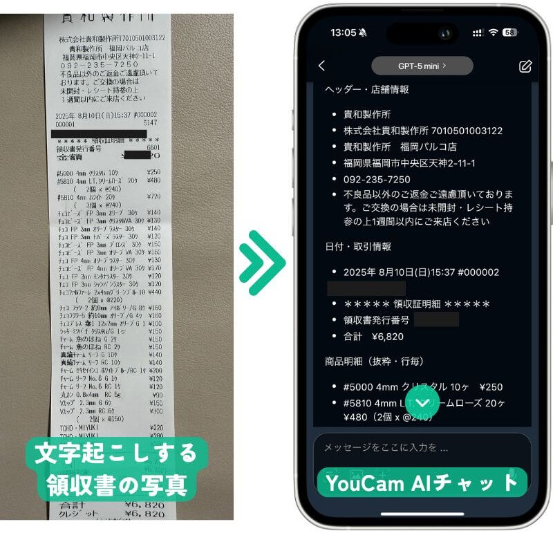 YouCam AIチャットで文字起こし YouCam AIチャットで文字起こし