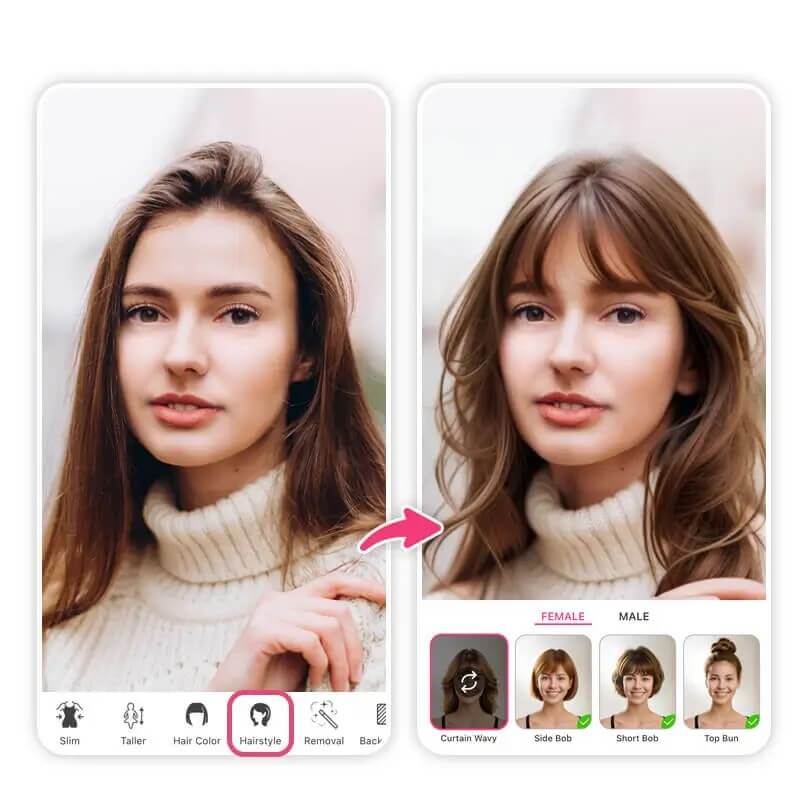 Try different hairstyles to improve your face ratio