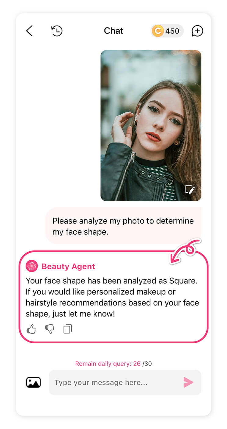 Let the AI analyze your proportions instantly and identify your face shape.