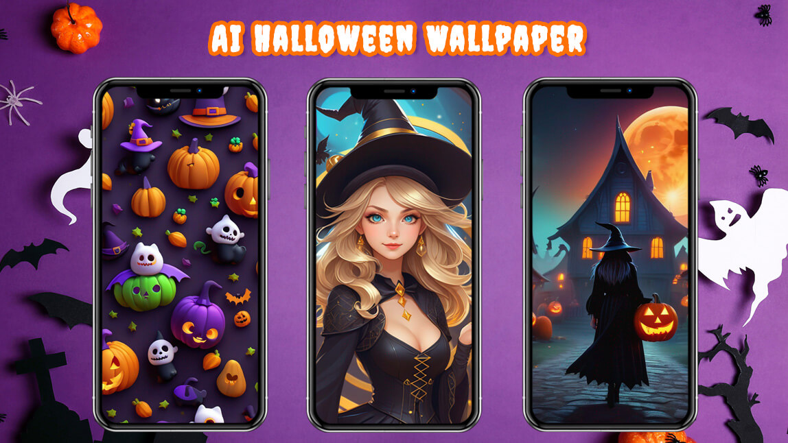 Gerador de wallpaper de Halloween com IA Gerador de wallpaper de Halloween com IA no YouCam AI Pro