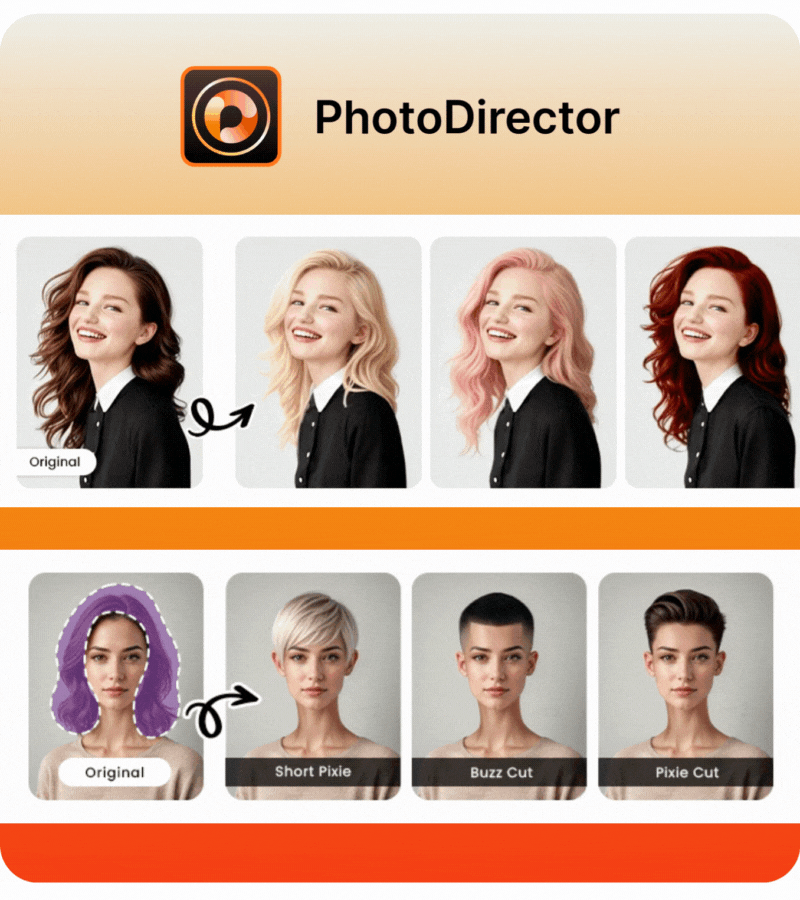 Change hair color in photo with PhotoDirector