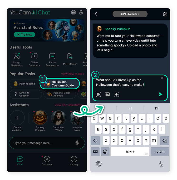 Tap “Halloween Costume Guide”
