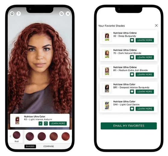 Garnier's virtual hair color try on tool to try hair color shades online