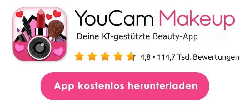 YouCam Makeup App herunterladen Download-Banner für die YouCam Makeup App.