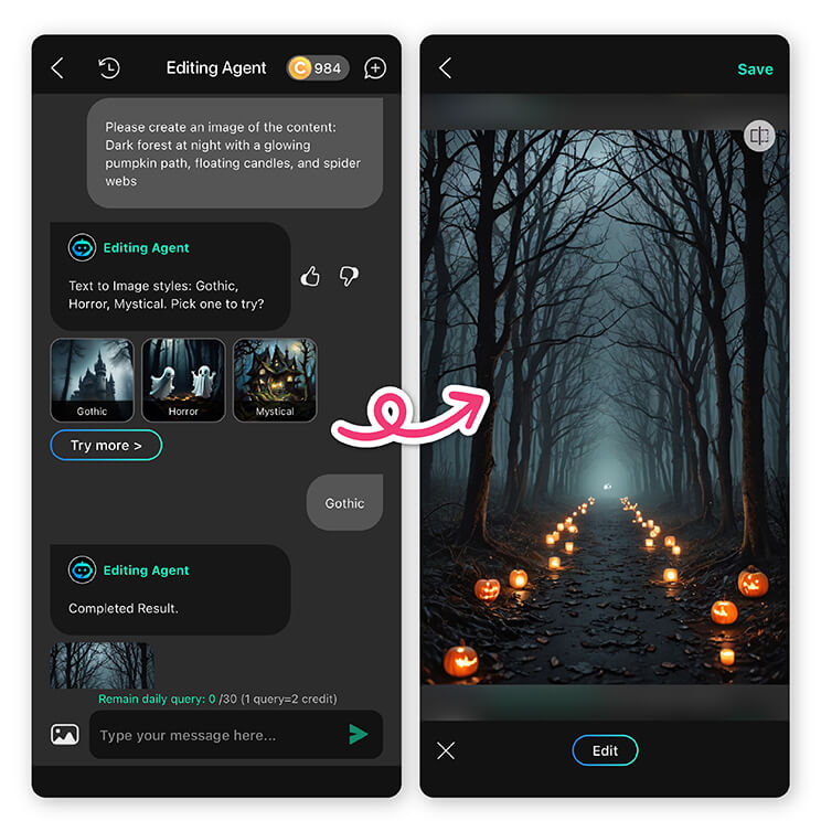 Create Halloween Wallpapers with YouCam Perfect Editing Agent