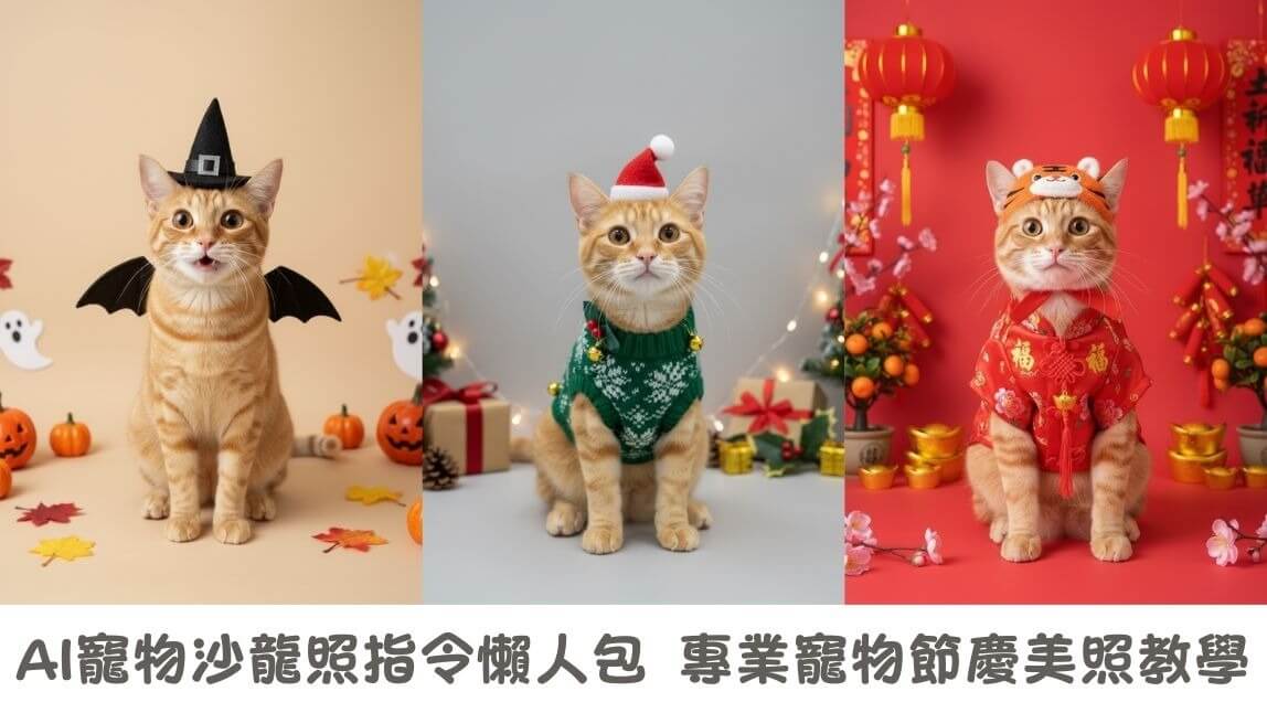 AI 寵物沙龍照指令|用寵物AI繪圖幫貓咪狗狗換上萬聖節裝扮!
