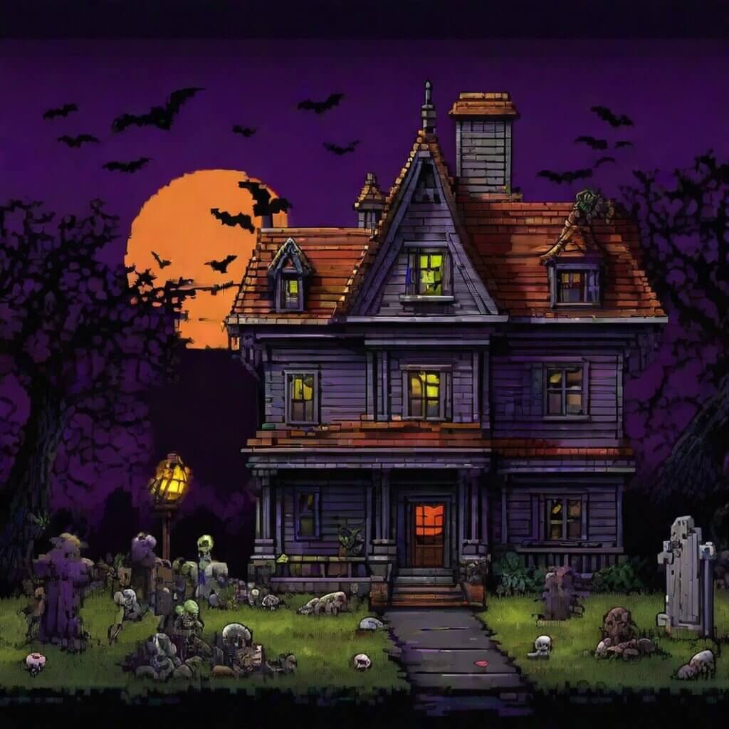 萬聖節圖案：恐怖鬼屋