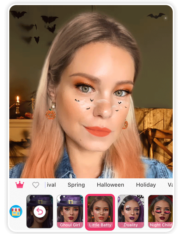 Look filtre Halloween orange et chauve souris