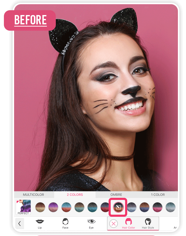 Couleurs cheveux Halloween orange et maquillage Halloween