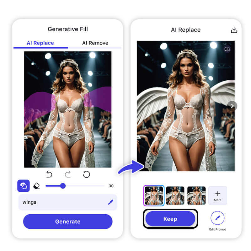 Resultado final com asas de anjo adicionadas à foto através da IA.