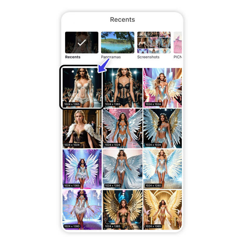 Usuária enviando uma foto para a ferramenta AI Replace.