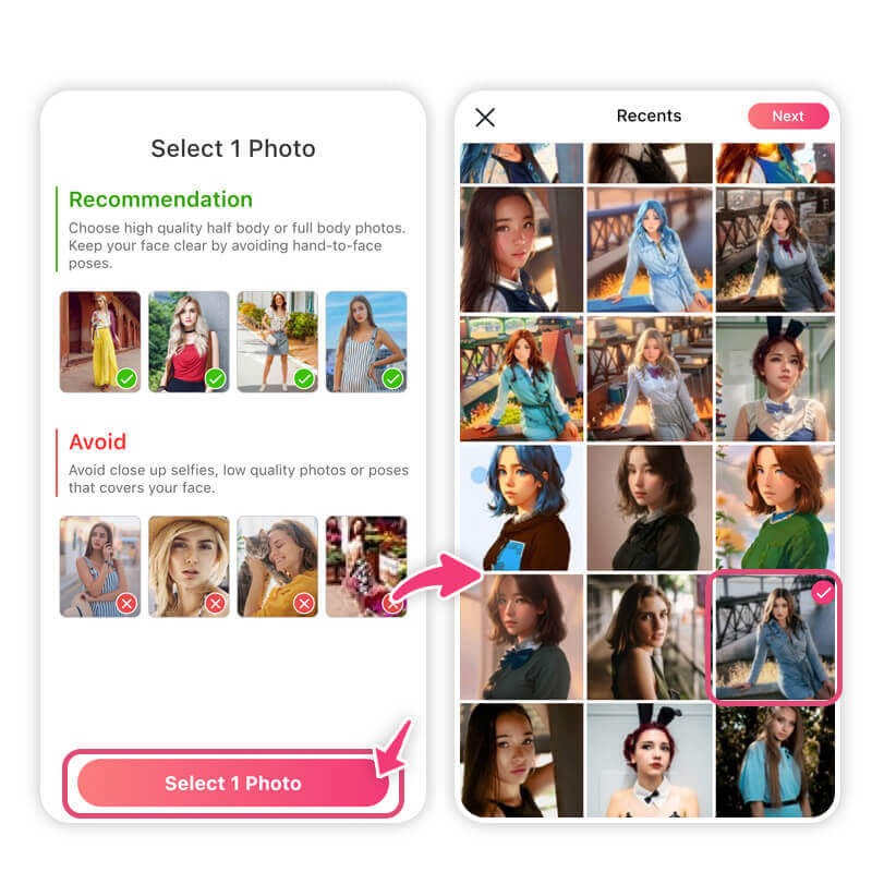 Con l'app vestiti YouCam Makeup, è possibile utilizzare immagini a figura intera e a mezzo corpo per provare virtualmente i vestiti di Halloween.