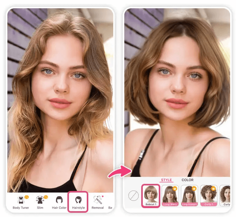 Use the hairstyle simulation in YouCam Makeup to test different cuts