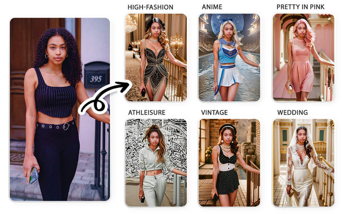 Resultados gerados pelo app para montar looks YouCam Perfect.