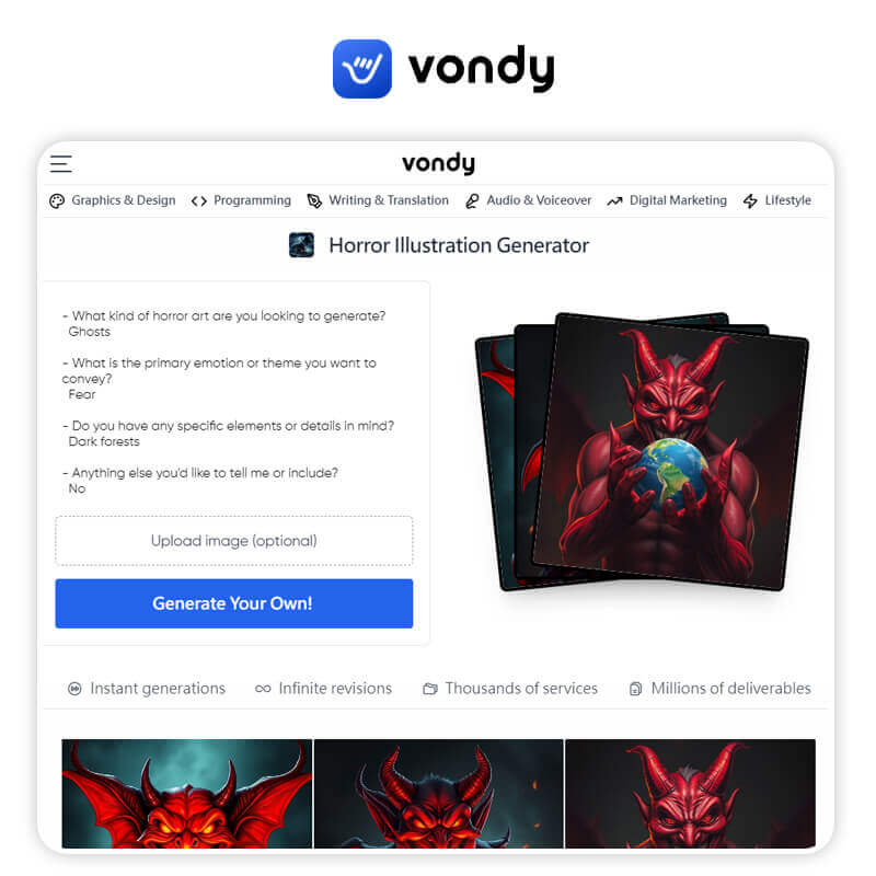 Vondy: Horror Illustration Generator