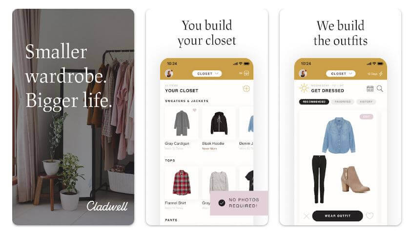 App Cladwell para montar armário virtual Aplicativo Cladwell, que ajuda a montar seu armário virtual e oferece sugestões de looks.