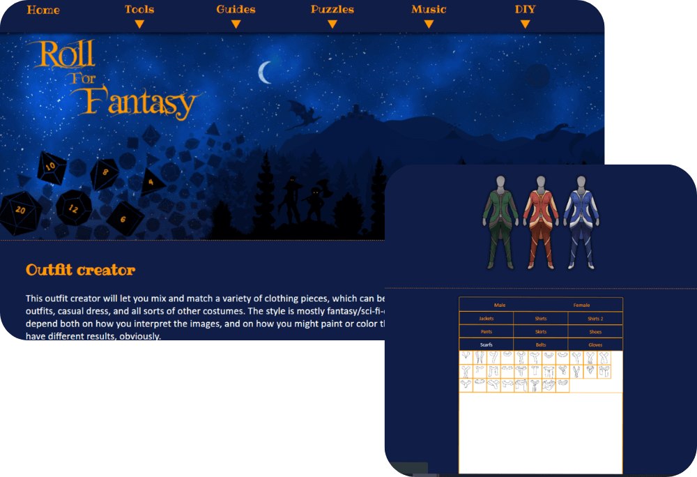 Site Roll For Fantasy, editor de roupas online Site Roll For Fantasy, um editor de roupas online grátis para criar outfits criativos.