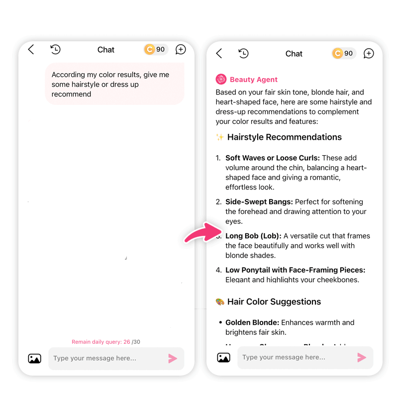 Find colors that suit you most and apply them to your outfits, makeup, and more.