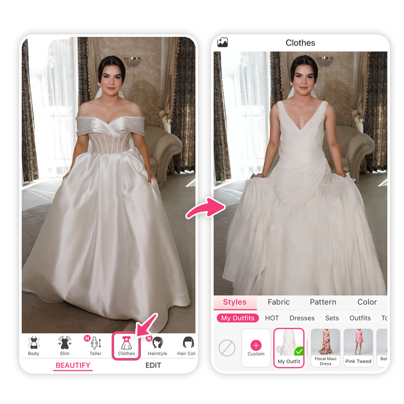 Application de mode pour essayer des tenues et des vêtements