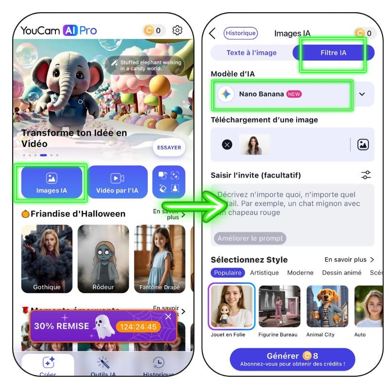 Générer image Halloween prompt Gemini