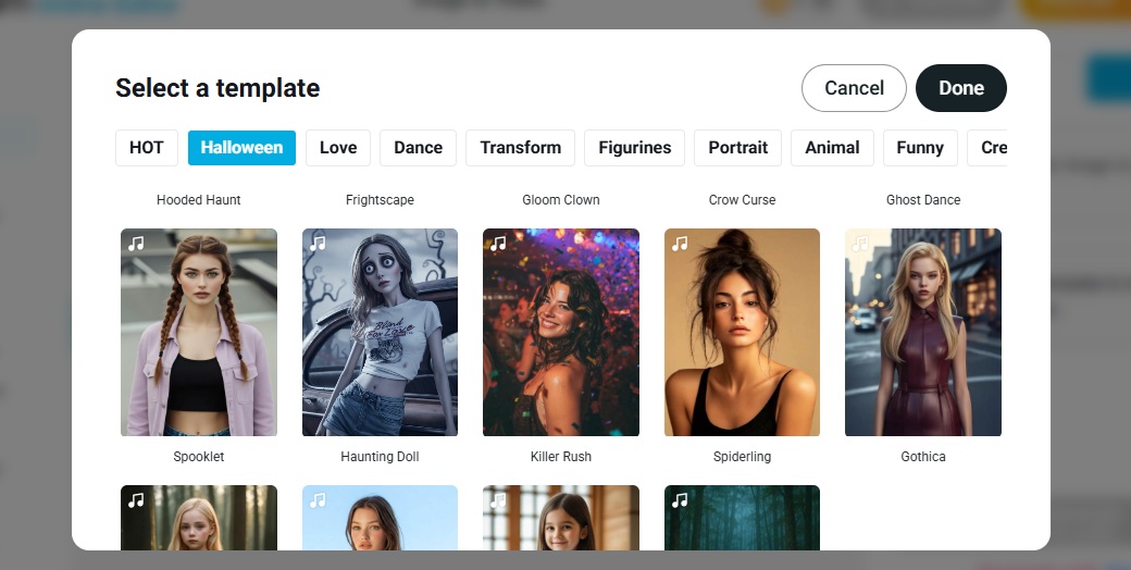 Video template of YouCam- Choose Haunted Doll for Tim Burton style video