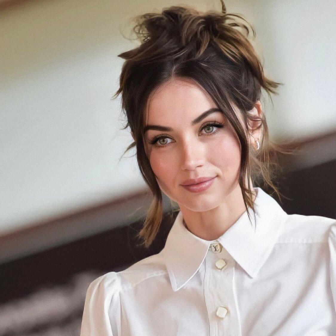 Chignon décoiffé visage rond