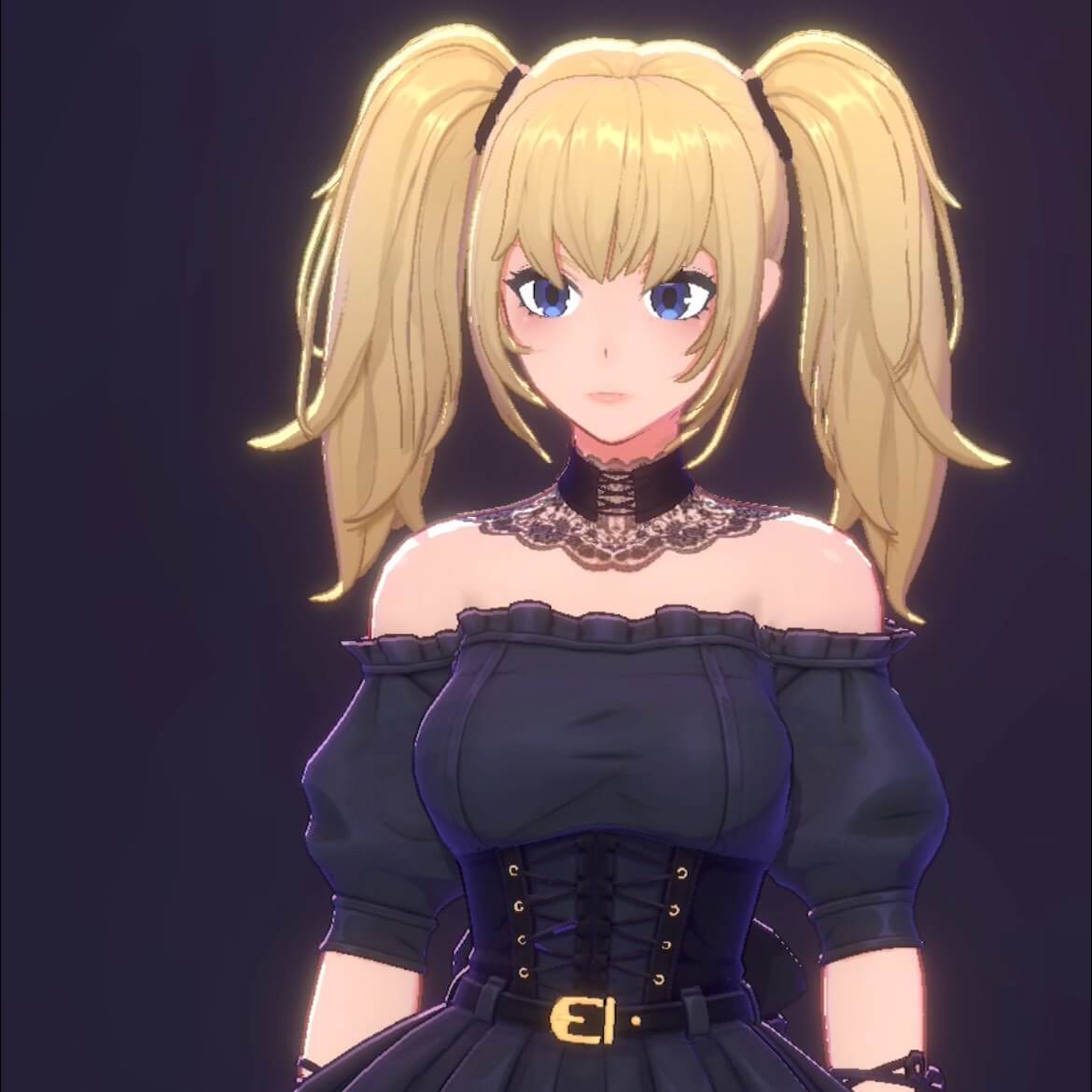 Ani, namorada virtual do Grok AI Ani, a namorada IA do Grok, uma waifu de anime com cabelo loiro e roupa gótica.