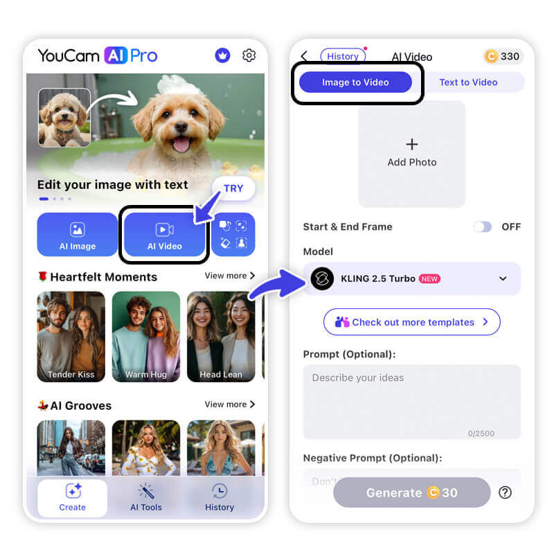 Vai a AI Video & Trova da Immagine a Video AI Gratis