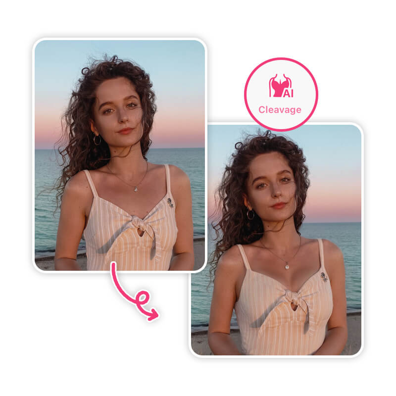 Teste o editor de decote com IA no YouCam Makeup para adicionar decote à sua foto gratuitamente.