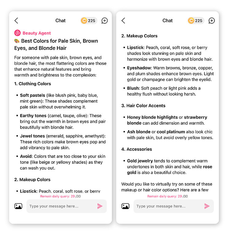 Receive personalized color analysis result