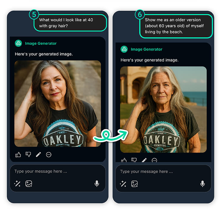 Reimagine your future self endlessly with YouCam AI Chat. Find out what do I look like when I grow up with YouCam AI Chat.